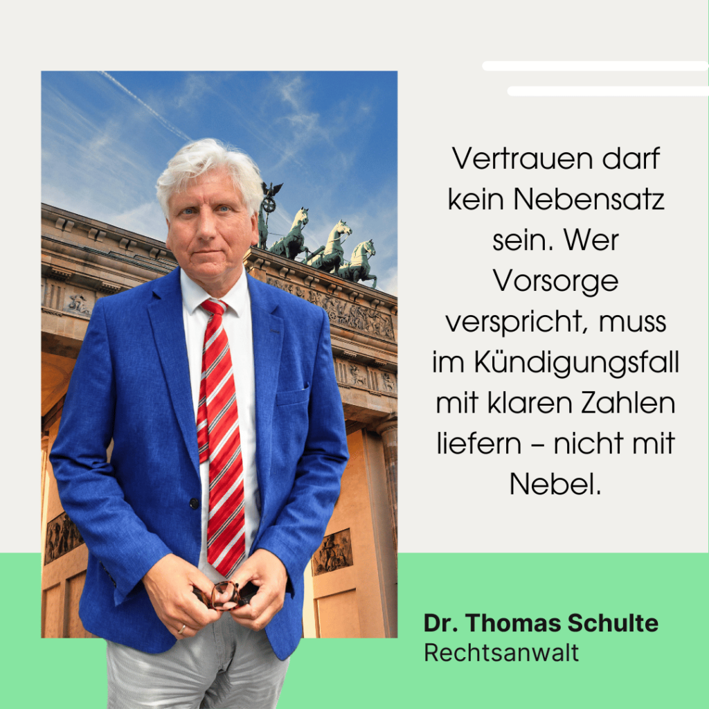 Rückabwicklung der Vorsorge mit Gutachten - Dr Schulte